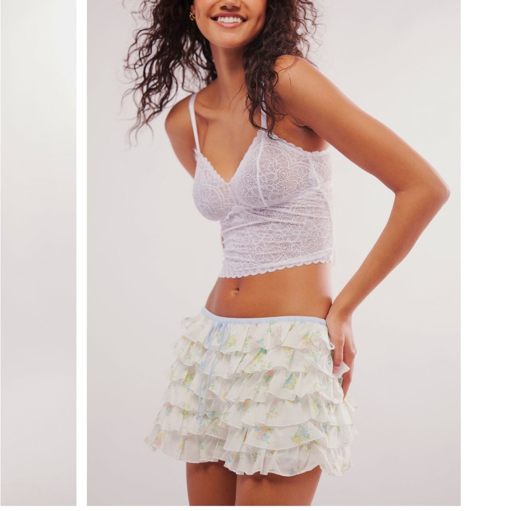For Love & Lemons Sage Ruffled Shorts
